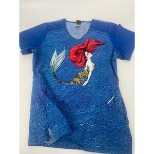 Women's Disney The Little Mermaid Ariel Scrubs With Pockets V Neck Size Small